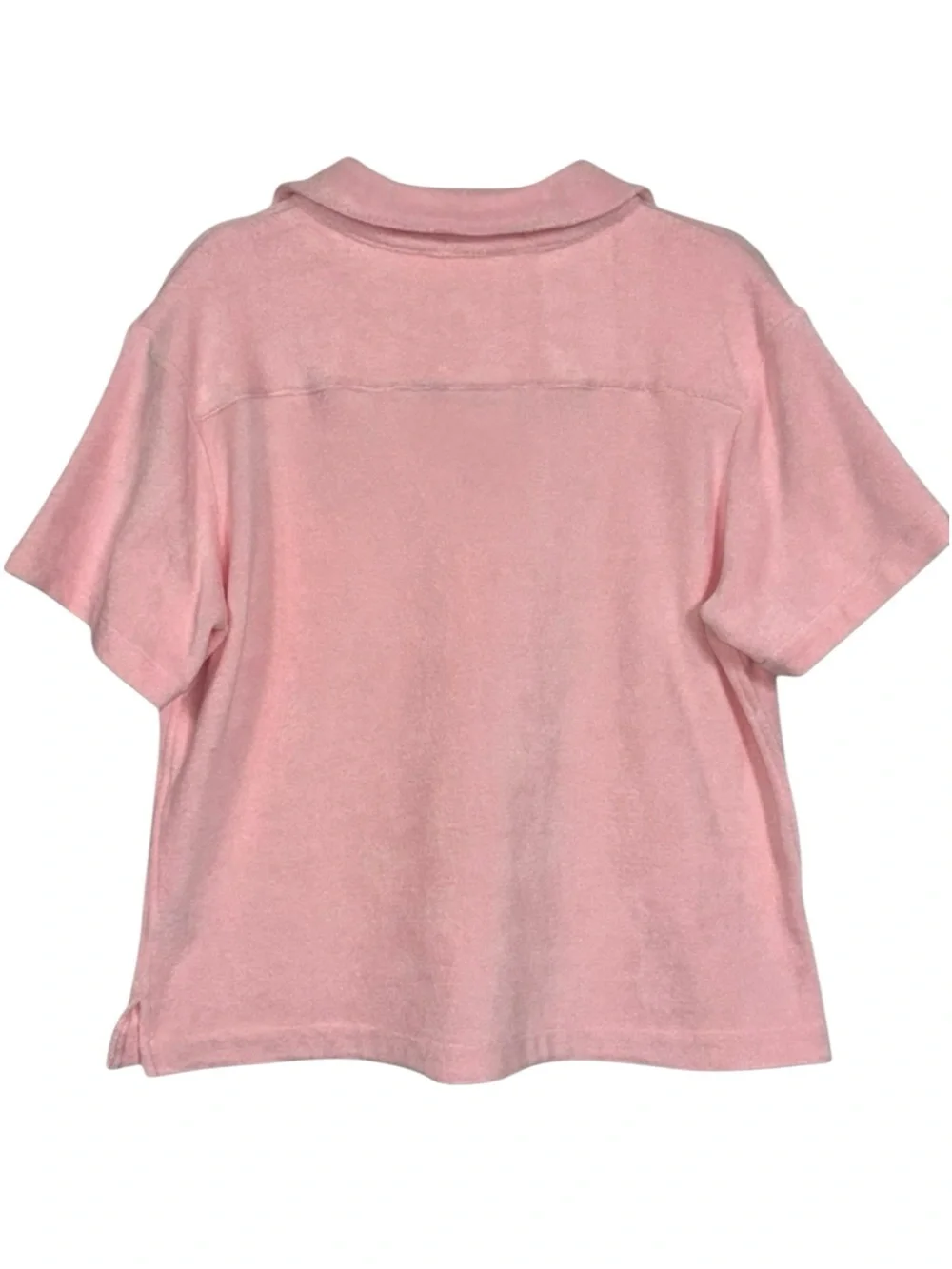 Frankies Bikinis Coco Terry Cloth Short Sleeve Swim Cover Shirt Pink M NWT